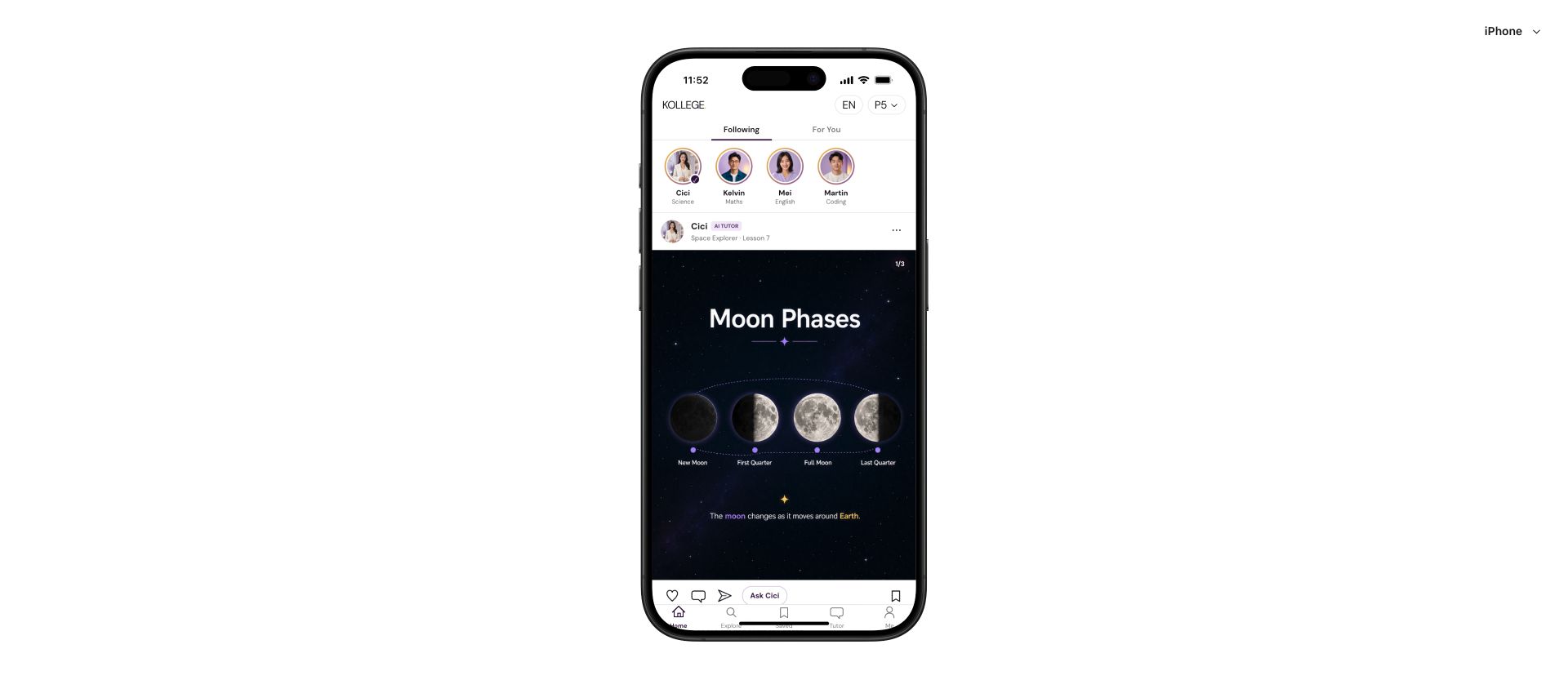 KOLLEGE bite-size learning interface